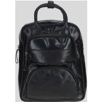 Ashwood Leather Compact Leather Backpack with Front Zip Pockets in Black