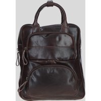 Ashwood Leather Compact Leather Backpack with Front Zip Pockets in Brown