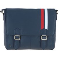 Real Leather Messenger Bag Striped Front Detail