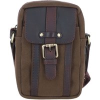 Fenland England Exquisite Real Leather X Canvas Body Bag in Khaki