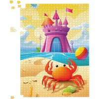 Warren Reed - Designer Orange Crab On A Beach Holiday Jigsaw Puzzle in Yellow | Size: 1000 Pieces