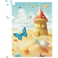 Warren Reed - Designer Butterflies On A Beach Holiday Jigsaw Puzzle in Yellow | Size: 500 Piece