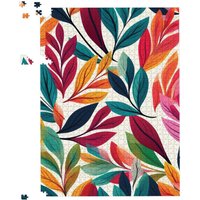 Warren Reed - Designer Bright Leaves Pattern Jigsaw Puzzle in Orange | Size: 500 Piece