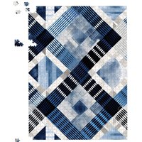 Warren Reed - Designer Checkered Square Black & Blue Jigsaw Puzzle | Size: 1000 Pieces