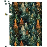 Warren Reed - Designer Impasto Style Christmas Trees Jigsaw Puzzle in Green | Size: 1000 Pieces