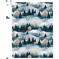 Warren Reed - Designer Dreamy Snowy Christmas Scene Jigsaw Puzzle in White | Size: 500 Piece