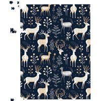 Warren Reed - Designer Reindeer, Whimsical, Illustration Pattern Jigsaw Puzzle in Blue | Size: 1000 Pieces
