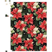 Warren Reed - Designer Poinsettia, Watercolor Style Jigsaw Puzzle in Red | Size: 1000 Pieces