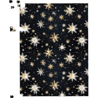Warren Reed - Designer Silver Gold Snowflake Pattern Jigsaw Puzzle in Blue | Size: 1000 Pieces