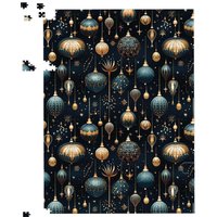 Warren Reed - Designer Christmas Decorations Jigsaw Puzzle in Blue | Size: 500 Piece