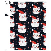 Warren Reed - Designer Cute Cats Wearing Santa Claus Hats Jigsaw Puzzle in Red | Size: 1000 Pieces