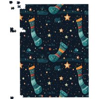 Warren Reed - Designer Christmas Stocking In A Starry Night Sky Jigsaw Puzzle in Blue | Size: 1000 Pieces