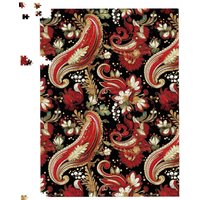 Warren Reed - Designer Paisley Christmas Stars Red Jigsaw Puzzle | Size: 1000 Pieces
