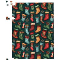 Warren Reed - Designer Christmas Stockings Jigsaw Puzzle in Green | Size: 1000 Pieces