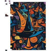 Warren Reed - Designer Imaginative Abstract Witches Hats Jigsaw Puzzle in Orange | Size: 500 Piece