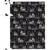 Warren Reed - Designer Spooky Haunted Houses Jigsaw Puzzle in Grey | Size: 1000 Pieces
