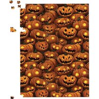 Warren Reed - Designer Grinning Lanterns Pumpkins Jigsaw Puzzle in Orange | Size: 1000 Pieces