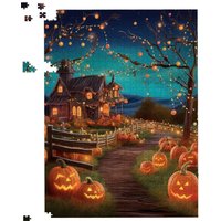 Warren Reed - Designer Enchanted Hallowen Pumpkin Patch Jigsaw Puzzle in Orange | Size: 500 Piece