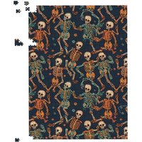 Warren Reed - Designer Dancing Skeletons Jigsaw Puzzle in Orange | Size: 500 Piece