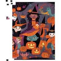 Warren Reed - Designer Colorful Illustration Of Witches Jigsaw Puzzle in Orange | Size: 1000 Pieces