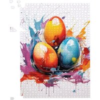 Warren Reed - Designer Watercolour Splashart Easter Eggs Jigsaw Puzzle | Size: 500 Piece