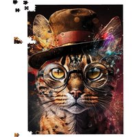 Warren Reed - Designer Bengal Cat With Glasses Splashart Jigsaw Puzzle | Size: 500 Piece