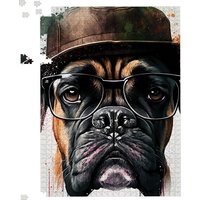 Warren Reed - Designer Boxer Dog With Glasses Splashart Jigsaw Puzzle | Size: 500 Piece