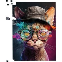 Warren Reed - Designer Devon Rex Cat With Hat Splashart Jigsaw Puzzle | Size: 1000 Pieces