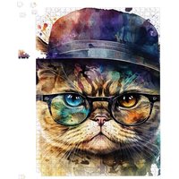 Warren Reed - Designer Shorthair Cat With Glasses Splashart Jigsaw Puzzle | Size: 500 Piece
