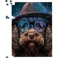 Warren Reed - Designer Labradoodle Dog With Glasses Splashart Jigsaw Puzzle | Size: 500 Piece
