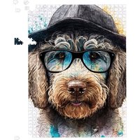 Warren Reed - Designer Labradoodle Dog Face Splashart Jigsaw Puzzle | Size: 1000 Pieces