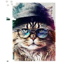 Warren Reed - Designer Siberian Cat Face Splashart Jigsaw Puzzle | Size: 500 Piece