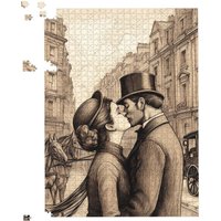 Warren Reed - Designer Sharing A Kiss Jigsaw Puzzle in Black | Size: 1000 Pieces