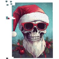 Warren Reed - Designer Santa Skull Splashart Jigsaw Puzzle | Size: 1000 Pieces