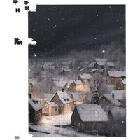 Warren Reed - Designer Snowfall Over A Quiet Village Jigsaw Puzzle | Size: 500 Piece