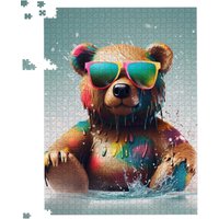 Warren Reed - Designer Splashart Bear In Glasses Jigsaw Puzzle | Size: 500 Piece