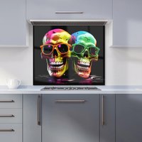 Warren Reed - Designer Happy Skeletons In Sunglasses Kitchen Splashback | Size: 900mm x 650mm