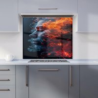 Warren Reed - Designer Fiery Mindscape: Portrait In Flames Kitchen Splashback | Size: 600mm x 750mm