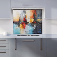 Warren Reed - Designer Reflective Splendour: City In Abstract Kitchen Splashback | Size: 900mm x 750mm