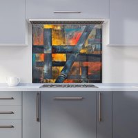 Warren Reed - Designer Geometric Interplay: Abstract Patterns Kitchen Splashback | Size: 900mm x 650mm