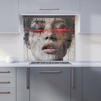 Warren Reed - Designer Abstract Face In Motion Kitchen Splashback | Size: 900mm x 650mm