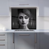 Warren Reed - Designer Edwardian Ballerina Kitchen Splashback in Black | Size: 600mm x 600mm