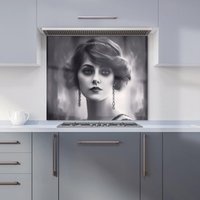 Warren Reed - Designer Edwardian Showgirl Kitchen Splashback in Black | Size: 600mm x 750mm