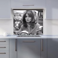 Warren Reed - Designer 1960 Out On The Bike Kitchen Splashback in Black | Size: 700mm x 750mm