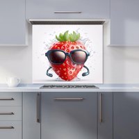 Warren Reed - Designer Strawberry In Glasses Kitchen Splashback | Size: 600mm x 600mm