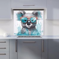 Warren Reed - Designer Splashart Koala In Glasses Kitchen Splashback | Size: 600mm x 750mm