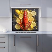 Warren Reed - Designer Lobster On Lemons Kitchen Splashback | Size: 600mm x 750mm