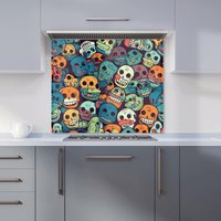 Warren Reed - Designer Smiling Skulls Pattern Kitchen Splashback | Size: 600mm x 750mm