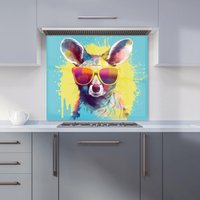 Warren Reed - Designer Splashart Wallaby In Glasses Kitchen Splashback | Size: 600mm x 650mm