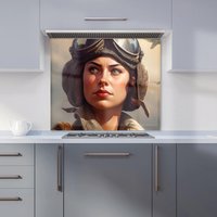 Warren Reed - Designer Female Pilot Kitchen Splashback | Size: 600mm x 750mm